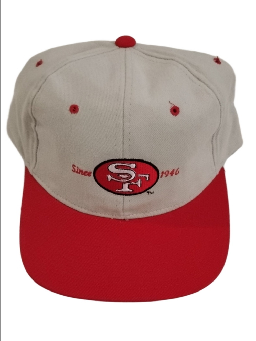 Champion Two-Tone Cream and Red Vintage SF Logo Baseball Hat